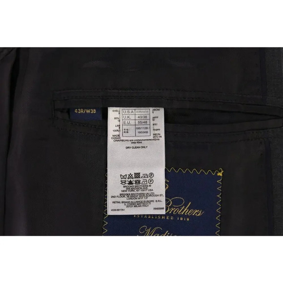 Brooks Brothers Madison BrooksCool Full Canvas Gray Striped 2-Btn Wool Suit 43R - Picture 9 of 16